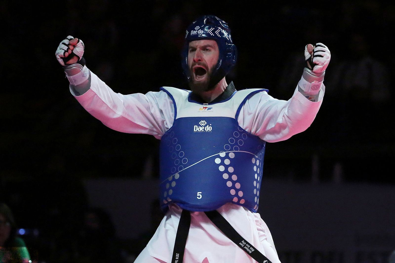 Stephen Lambdin celebrating a win in international competition